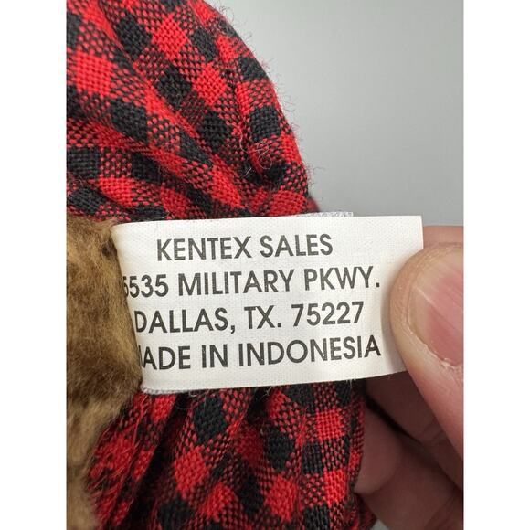 Vintage KenTex Christmas Teddy Bear SPRINGER 2000 In Shirt W/ Hat Attached 15” - Picture 8 of 10